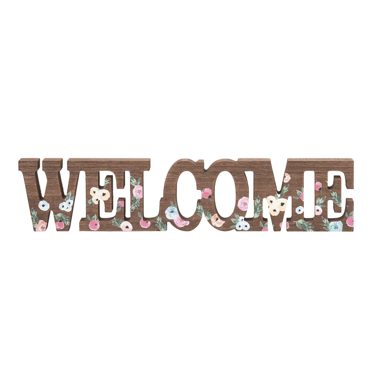 Transpac 13.5 Inch Brown Spring Cottage Core Welcome Sign Decorative Wood Letters for Spring Home Decor